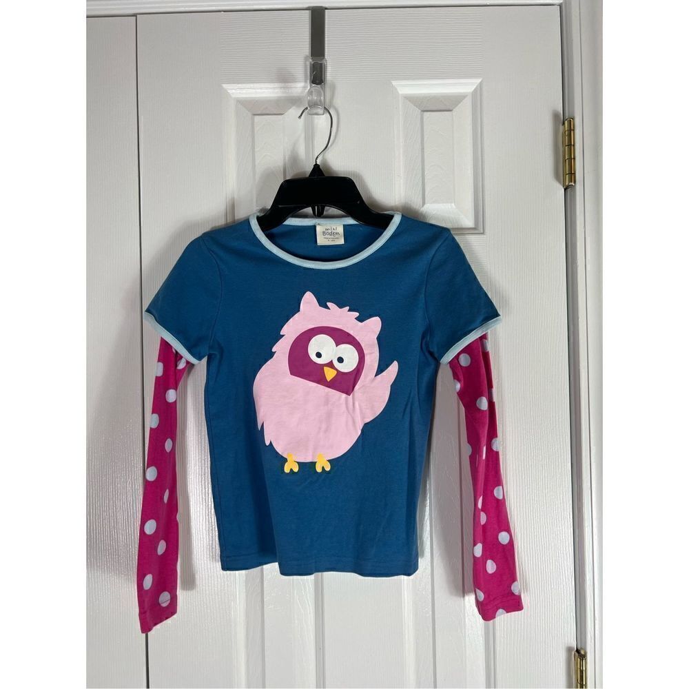 Mini Boden Girls Owl Shirt Size 9/10y